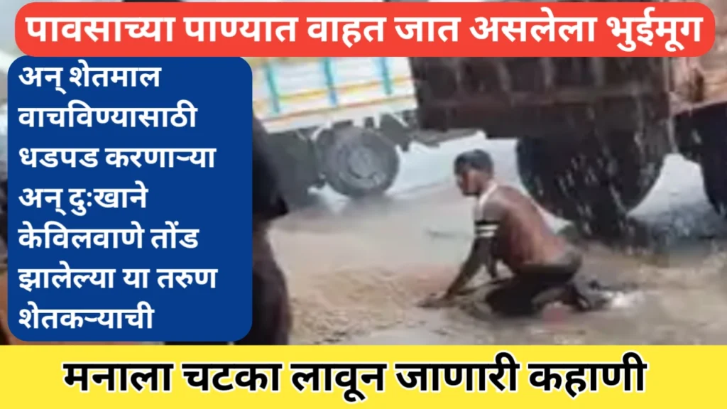 भुईमूग पाण्यात वाहत जाणाऱ्या शेतकऱ्याची व्यथा: एक अपरिहार्य संघर्ष