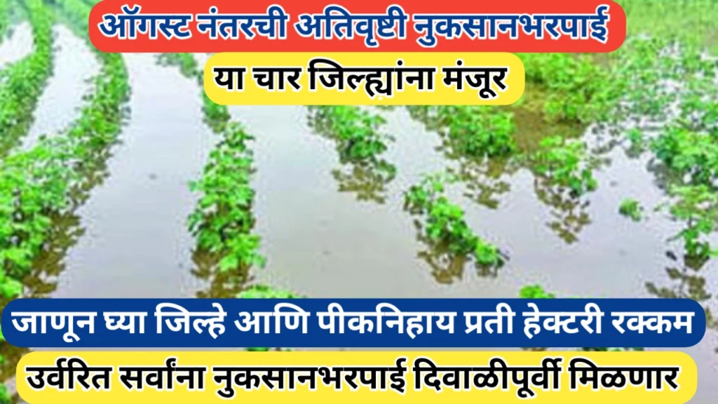 ऑगस्ट नंतरची नुकसानभरपाई चार जिल्ह्यांना मंजूर