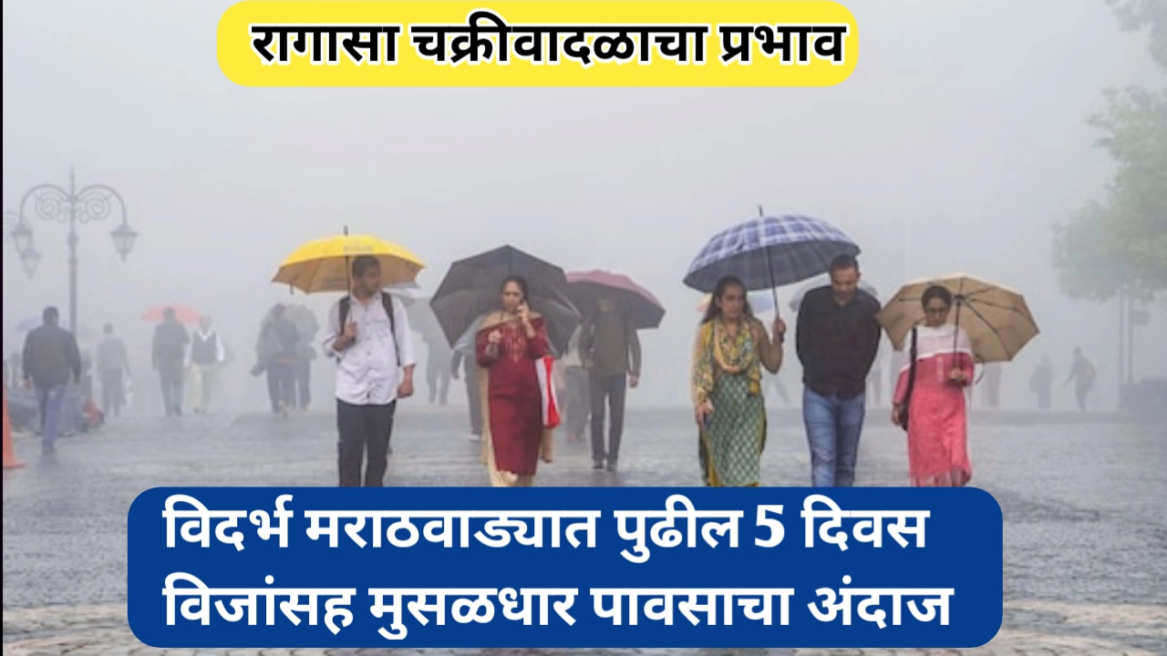 रागासा चक्रीवादळाचा प्रभाव; विदर्भ मराठवाड्यात पुढील ५ दिवस मुसळधार पावसाचा अंदाज