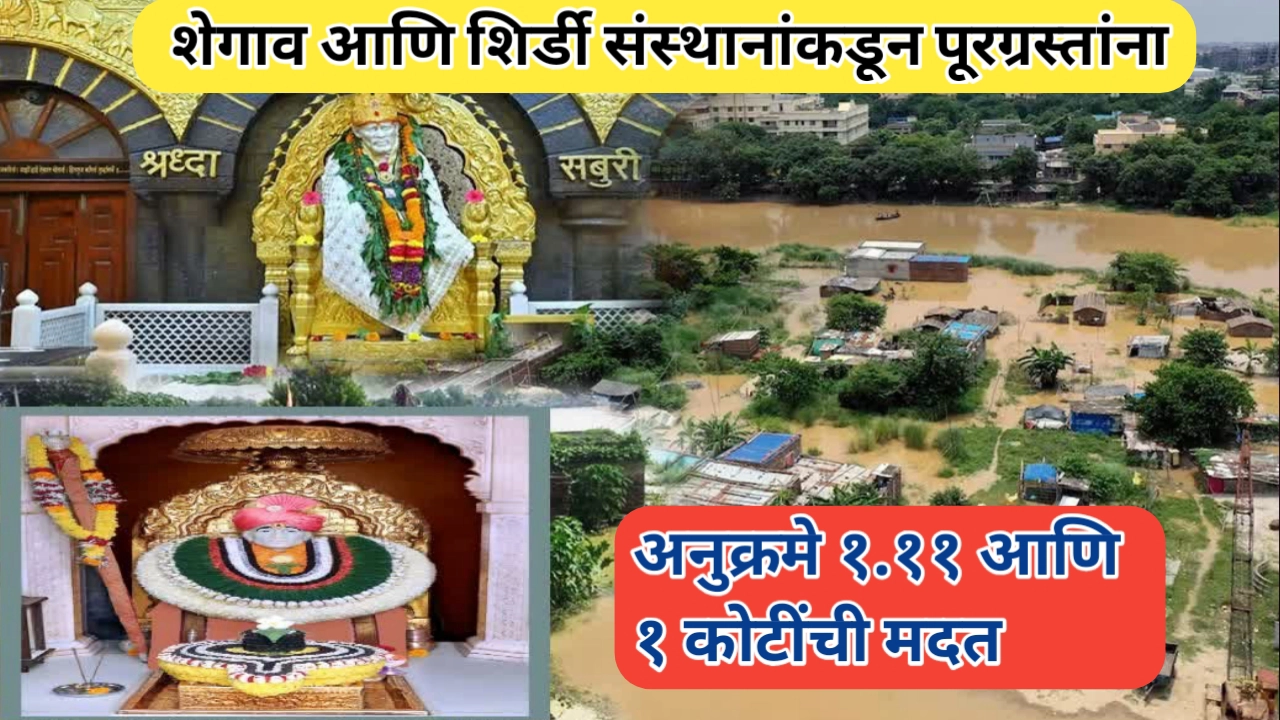 शेगाव आणि शिर्डी संस्थानांकडून पूरग्रस्तांना मदत; अनुक्रमे 1.11 आणि 1 कोटीचे सहाय्य
