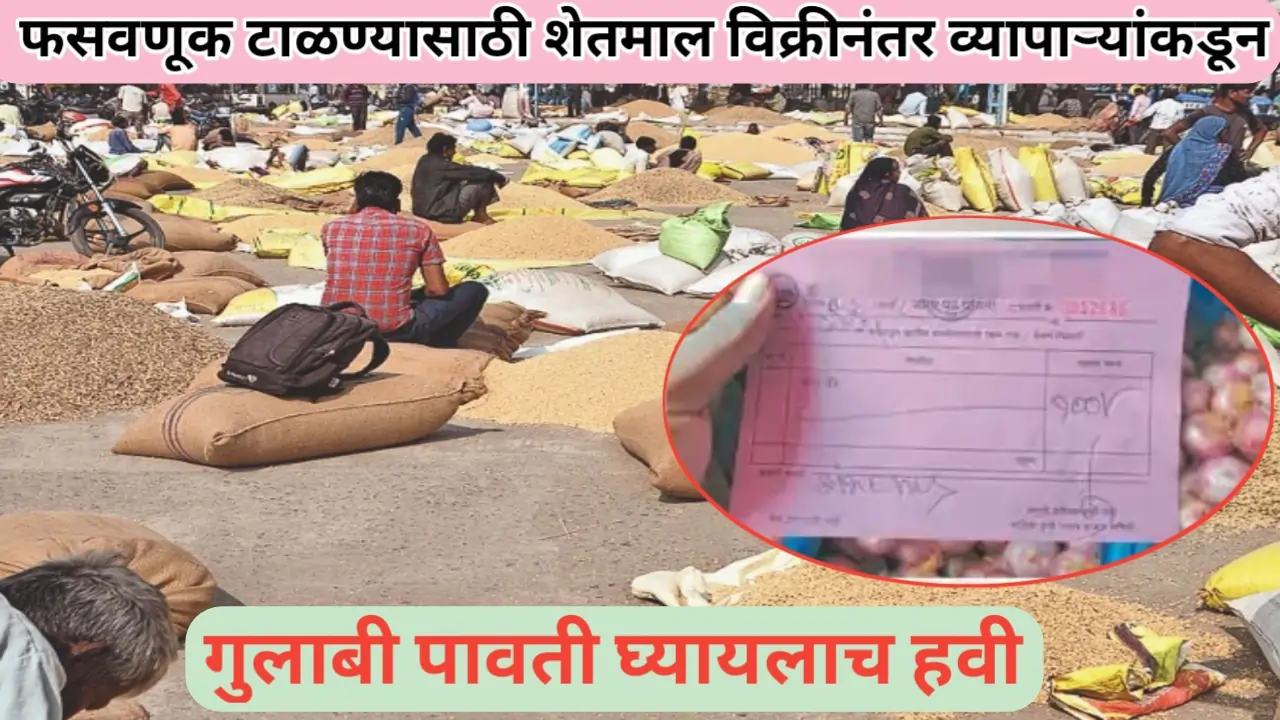 शेतमाल विक्रीनंतर फसवणूक टाळण्यासाठी गुलाबी पावती अवश्य घ्या