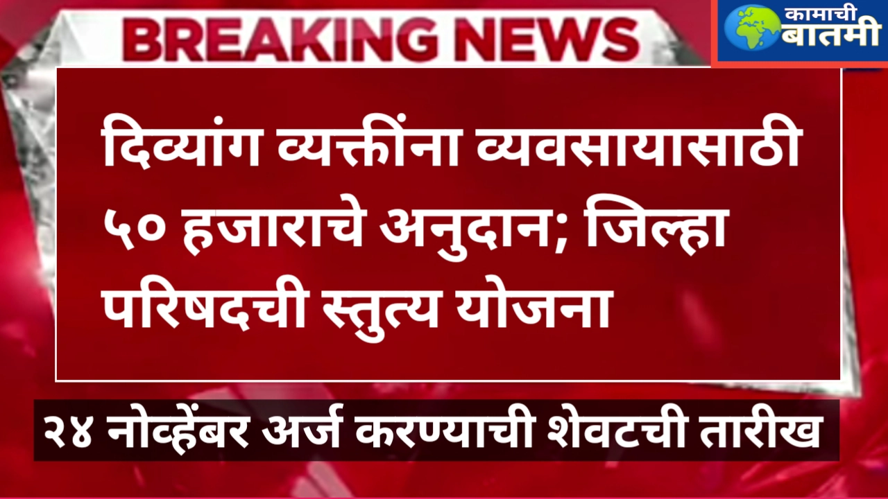 अपंग व्यक्तींना व्यवसायासाठी ५० हजाराचे अनुदान; २४ नोव्हेंबरपर्यंत करा अर्ज