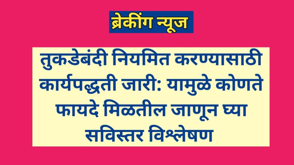 तुकडेबंदी नियमित झाल्यामुळे होणारे फायदे जाणून घ्या