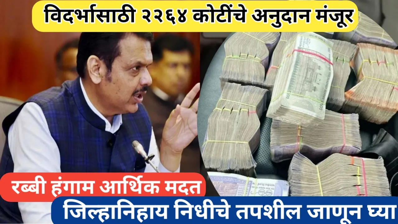 विदर्भासाठी रब्बी अनुदान जिल्हानिहाय निधी मंजूर