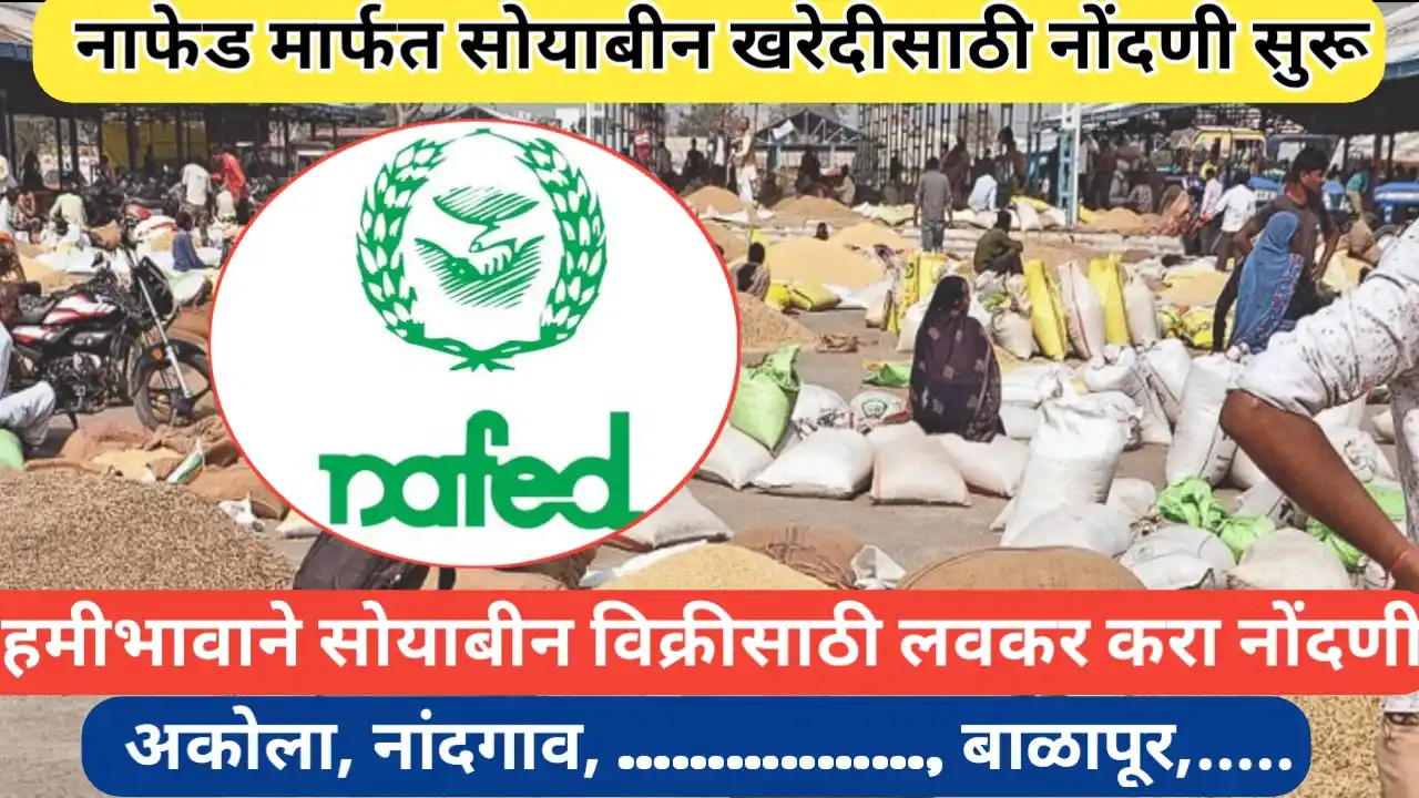 विविध ठिकाणी नाफेड मार्फत हमीभावाने सोयाबीन खरेदीसाठी नोंदणी सुरू