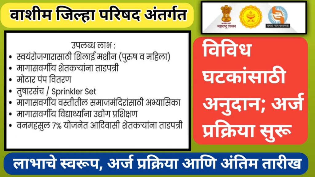 वाशिम जिल्हा परिषद अंतर्गत विविध योजनांसाठी अर्ज प्रक्रिया सुरु; असा करा अर्ज