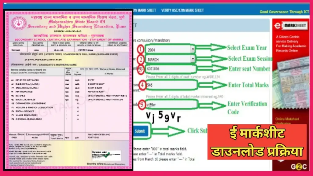 ई-मार्कशीट डाउनलोड करण्याची प्रक्रिया