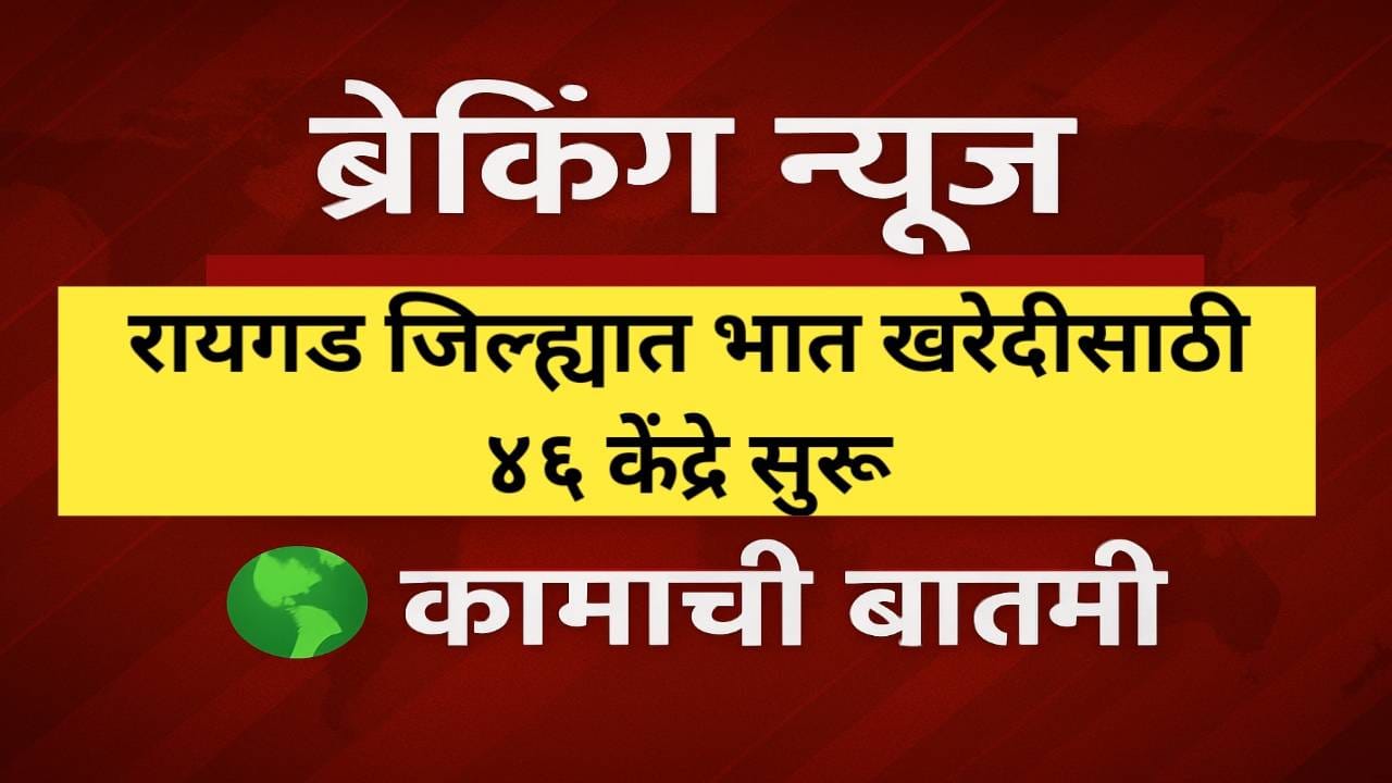 रायगड जिल्ह्यात भात खरेदीसाठी ४६ केंद्रे सुरू
