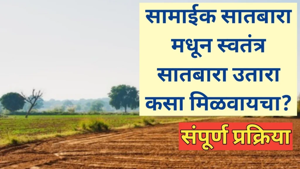 सामाईक सातबाऱ्यातून वेगळा सातबारा काढण्याची प्रक्रिया