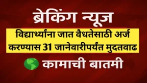 जात वैधतेसाठी अर्ज करण्यास 31 जानेवारीपर्यंत मुदतवाढ