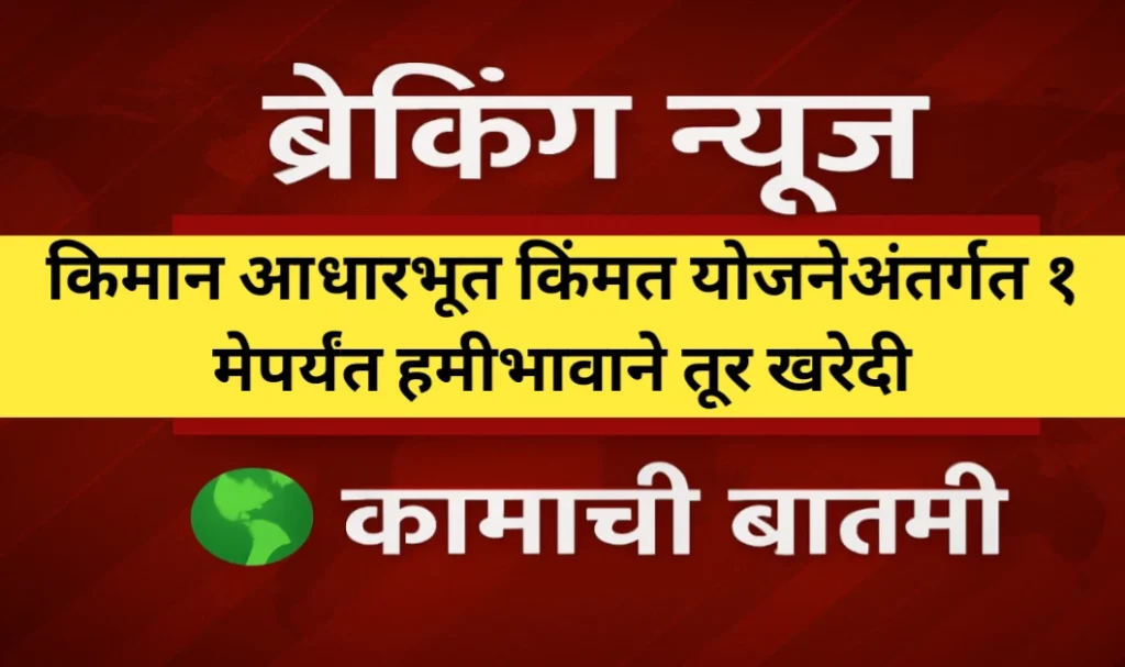 किमान आधारभूत किंमत योजनेअंतर्गत १ मेपर्यंत हमीभावाने तूर खरेदी