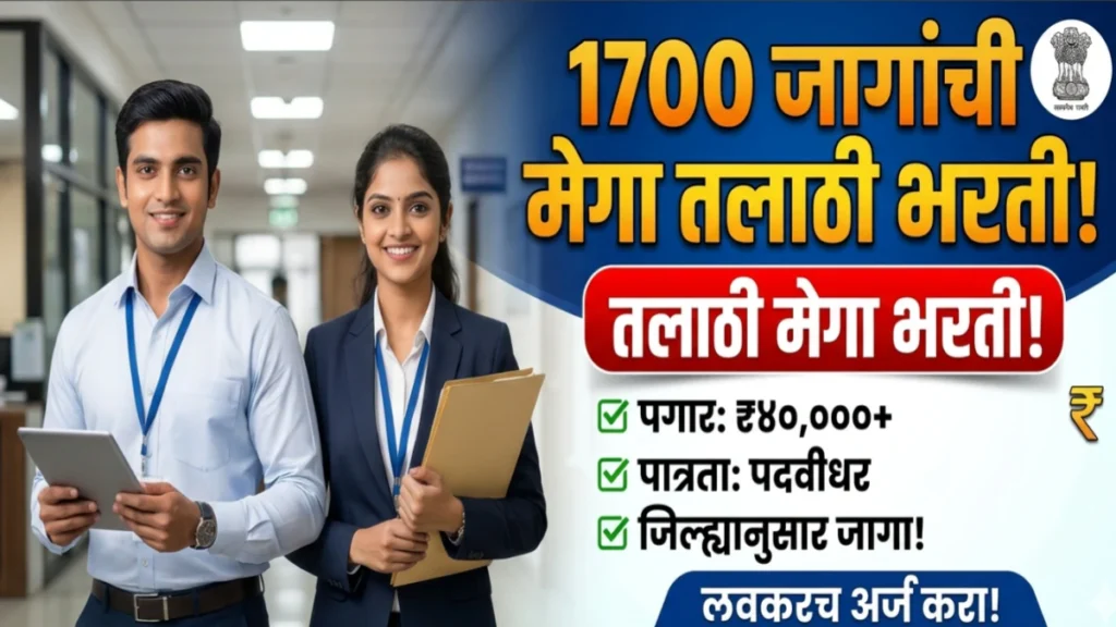 नोकरीची संधी: 1700 जागांसाठी मेगा तलाठी भरती लवकरच