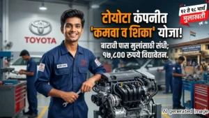 टोयोटा कंपनीत ‘कमवा व शिका’ अंतर्गत रोजगाराची संधी; मोफत प्रशिक्षण आणि आकर्षक विद्यावेतन