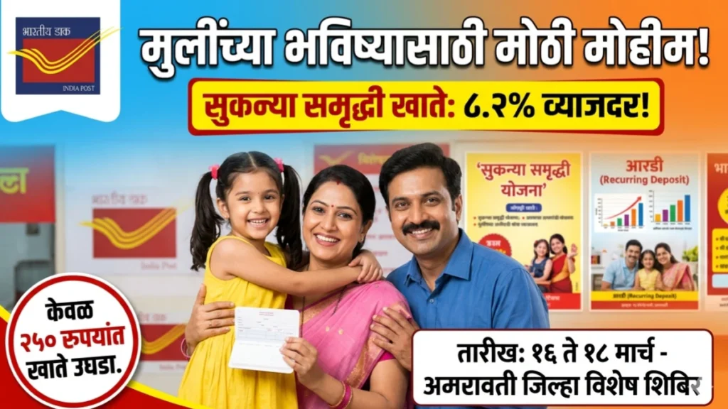 मुलींचे सुकन्या समृद्धी' व आरडी खाते उघडण्यासाठी विशेष मोहीम २०२६: अमरावतीत १६ मार्चपासून मोठी संधी; मुलींचे भविष्य करा सुरक्षित!