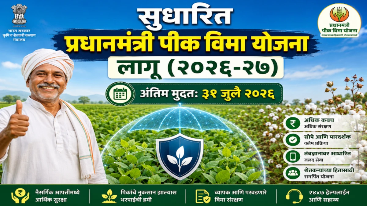 सन 2026-27 साठी सुधारित प्रधानमंत्री पीक विमा योजना लागू: वाचा सविस्तर माहिती
