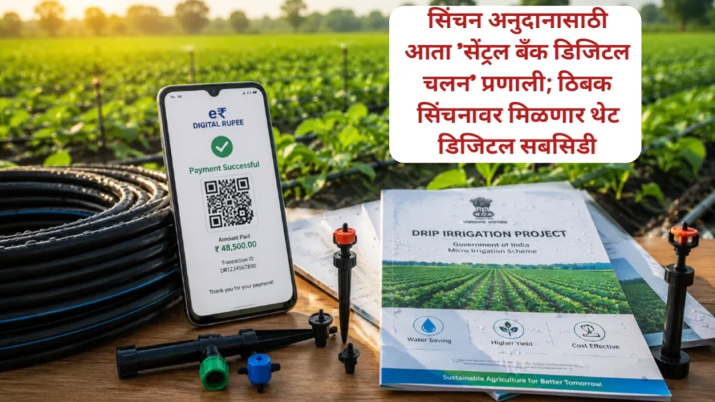 सिंचन अनुदानासाठी आता 'सेंट्रल बँक डिजिटल चलन' प्रणाली; ठिबक सिंचनावर मिळणार थेट डिजिटल सबसिडी