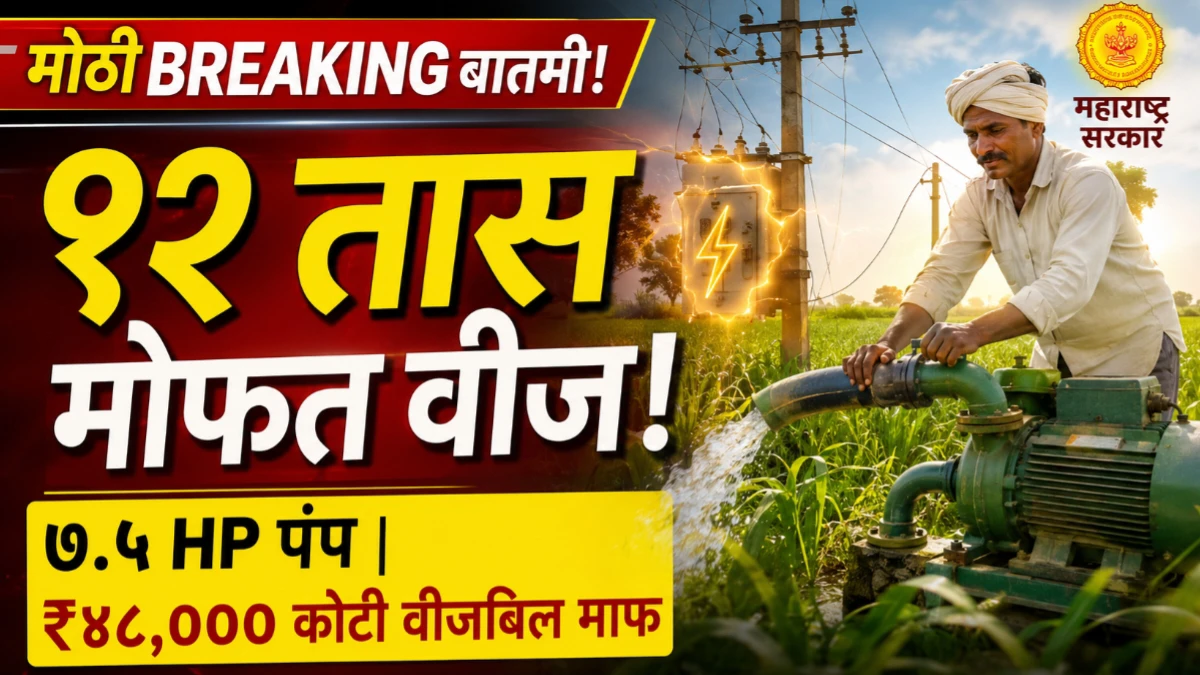 मुख्यमंत्री बळीराजा मोफत वीज योजना: ७.५ HP पर्यंतच्या कृषीपंपांना १२ तास मोफत वीज; ४८ हजार कोटींची थकबाकी माफ