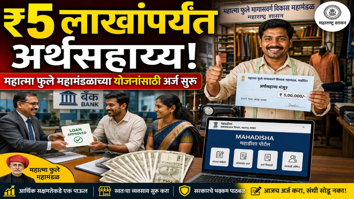 महात्मा फुले मागासवर्ग विकास महामंडळाच्या योजना | ₹5 लाखांपर्यंत अर्थसहाय्य