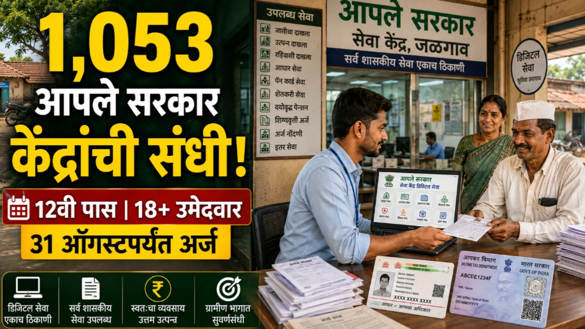 जळगाव जिल्ह्यात १,०५३ आपले सरकार सेवा केंद्रांसाठी अर्ज; ३१ ऑगस्टपर्यंत संधी