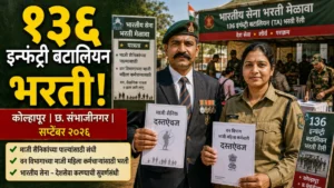 १३६ इन्फंट्री बटालियन भरती मेळावा; कोल्हापूर आणि छत्रपती संभाजीनगर येथे संधी