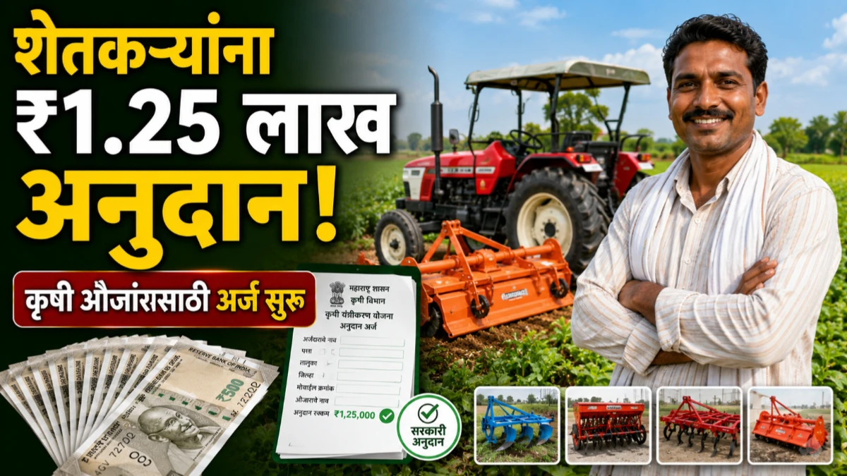 जिल्हा परिषद उपकर योजना 2026-27: शेतकऱ्यांना कृषी औजारांवर 1.25 लाखांपर्यंत अनुदान; 19 ऑगस्टपासून अर्ज सुरू