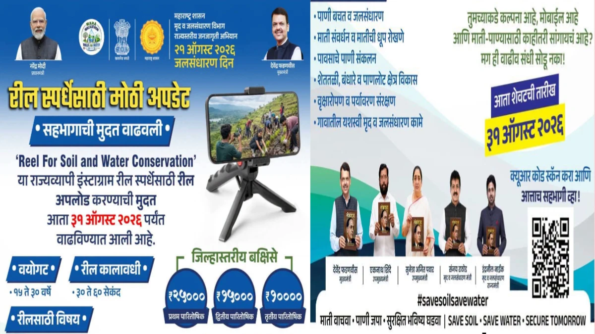 मृद व जलसंवर्धन रील्स स्पर्धा २०२६: महाराष्ट्रातील तरुणांसाठी २५,० हजार रुपयांची बक्षीसे जिंकण्याची मोठी संधी!