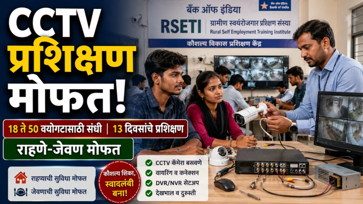 गोंदिया जिल्हा: बेरोजगारांसाठी मोठी संधी! CCTV कॅमेरा इंस्टॉलेशन व रिपेअरिंगचे मोफत प्रशिक्षण; राहण्याची-जेवणाचीही सुविधा