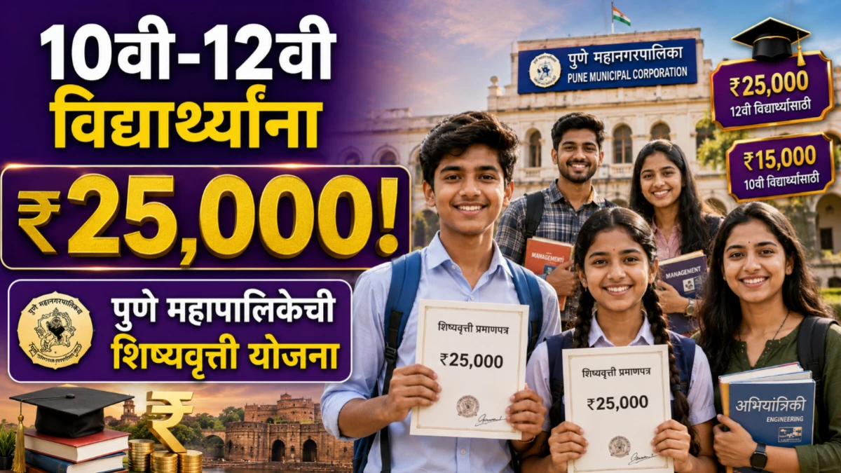 Pune Mahanagarpalika Scholarship 2026: 10वी-12वी विद्यार्थ्यांना ₹15,000 ते ₹25,000 अर्थसहाय्य