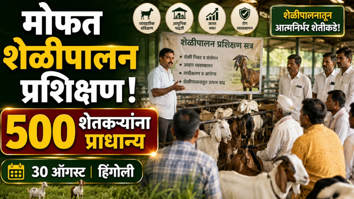 शेतकऱ्यांसाठी मोठी संधी! मोफत शेळीपालन प्रशिक्षण; 500 शेतकऱ्यांना प्राधान्य