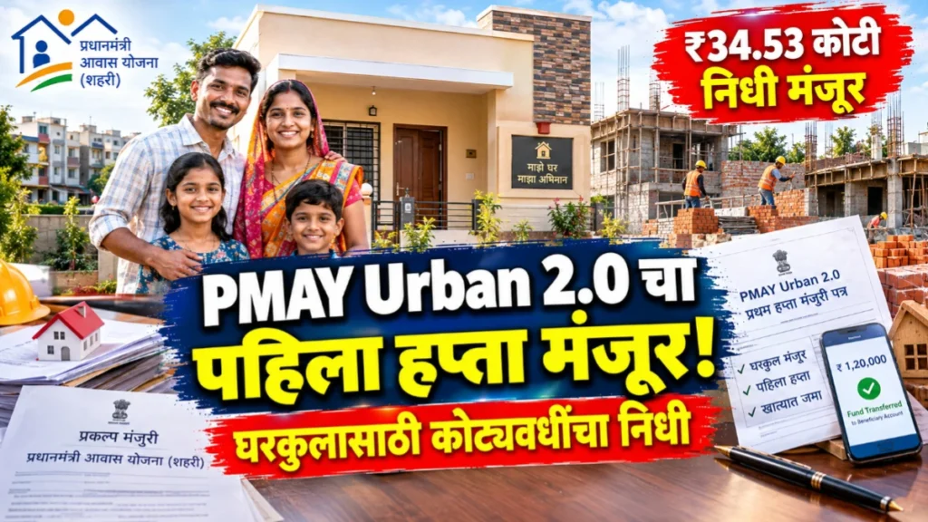 प्रधानमंत्री आवास योजना शहरी-2.0 अंतर्गत घरकुलांसाठी पहिला हप्ता मंजूर; कोट्यवधींचा निधी उपलब्ध
