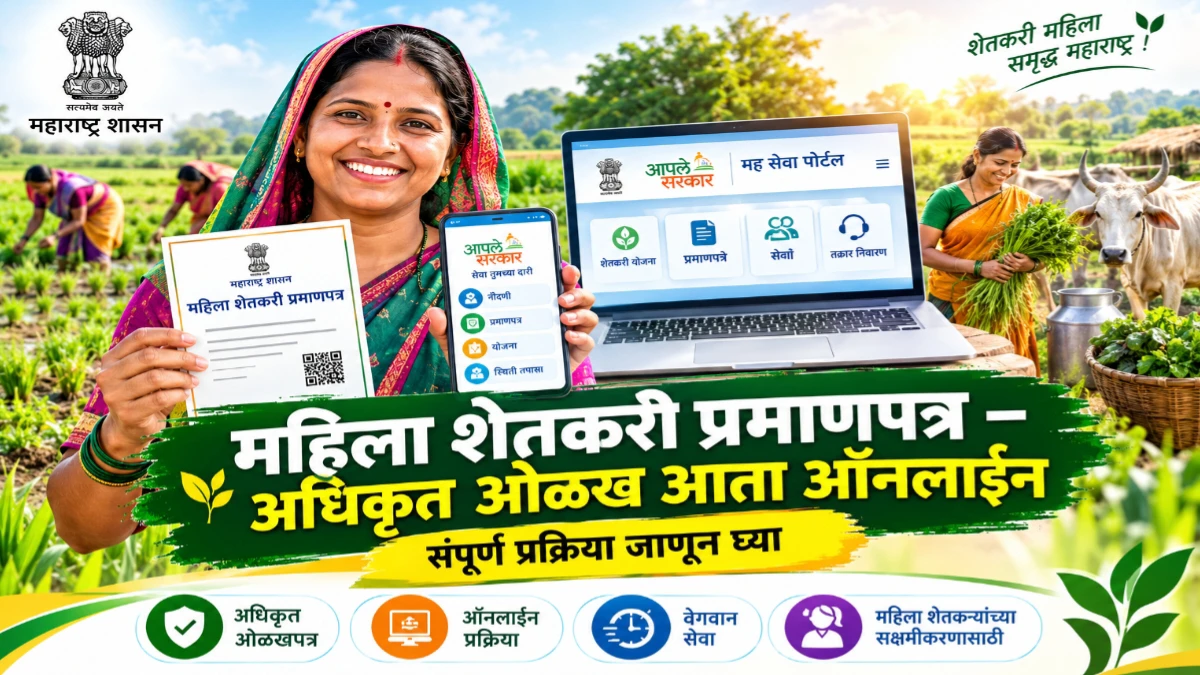 महिला शेतकऱ्यांना आता मिळणार अधिकृत ओळख – महिला शेतकरी प्रमाणपत्रासाठी ऑनलाइन पोर्टल सुरू