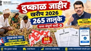 खरीप हंगाम २०२६ दुष्काळग्रस्त तालुके – २६५ तालुक्यांमध्ये Trigger-1 लागू