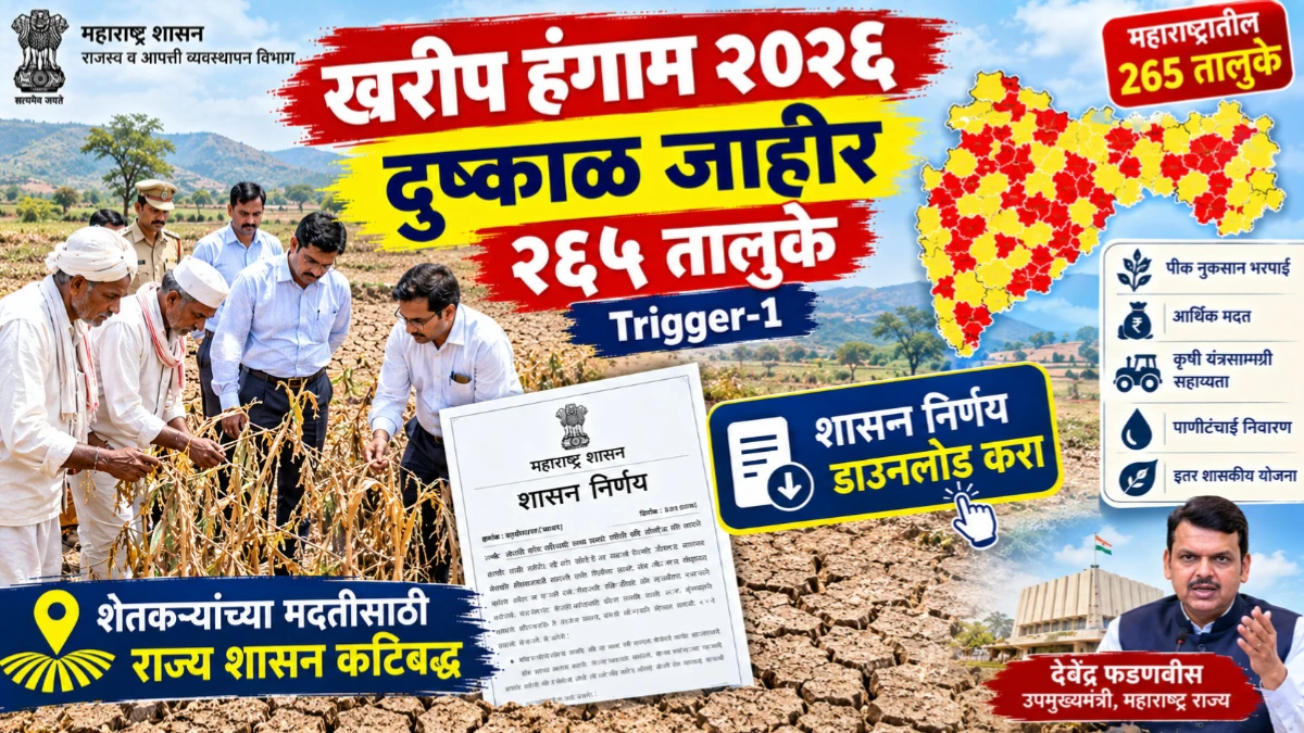 खरीप हंगाम २०२६ दुष्काळ जाहीर बाबतचा जीआर – २६५ तालुक्यांमध्ये Trigger-1