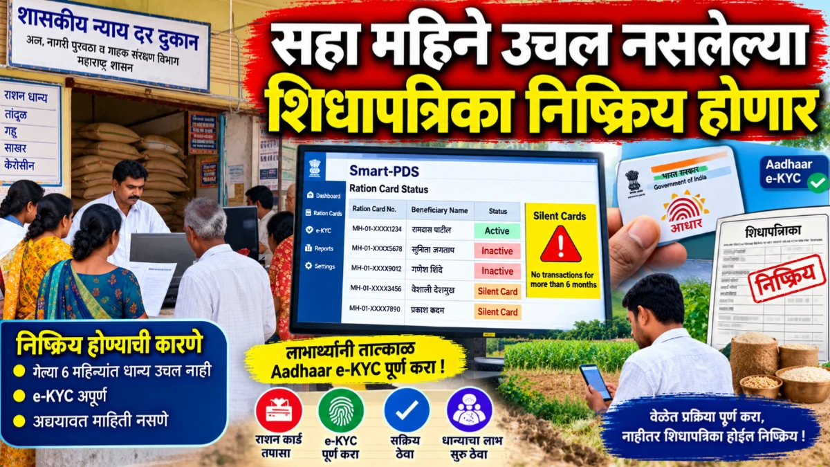 सहा महिने अन्नधान्याची उचल नसलेल्या शिधापत्रिका निष्क्रिय होणार