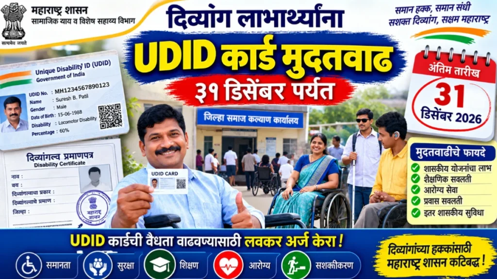 दिव्यांग लाभार्थ्यांना UDID कार्ड मुदतवाढ: विशेष सहाय्य योजना