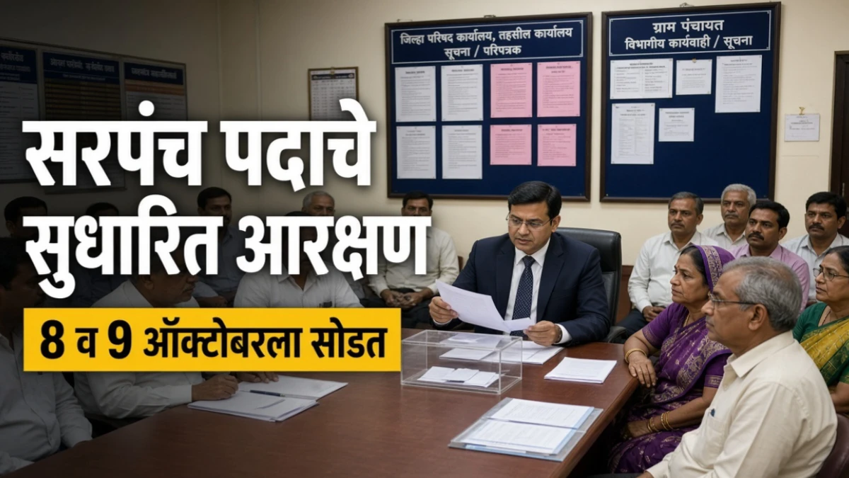 वाशिम जिल्ह्यात सरपंच पदाच्या सुधारित आरक्षणाची सोडत 8 व 9 ऑक्टोबरला; तहसीलनिहाय वेळापत्रक जाहीर