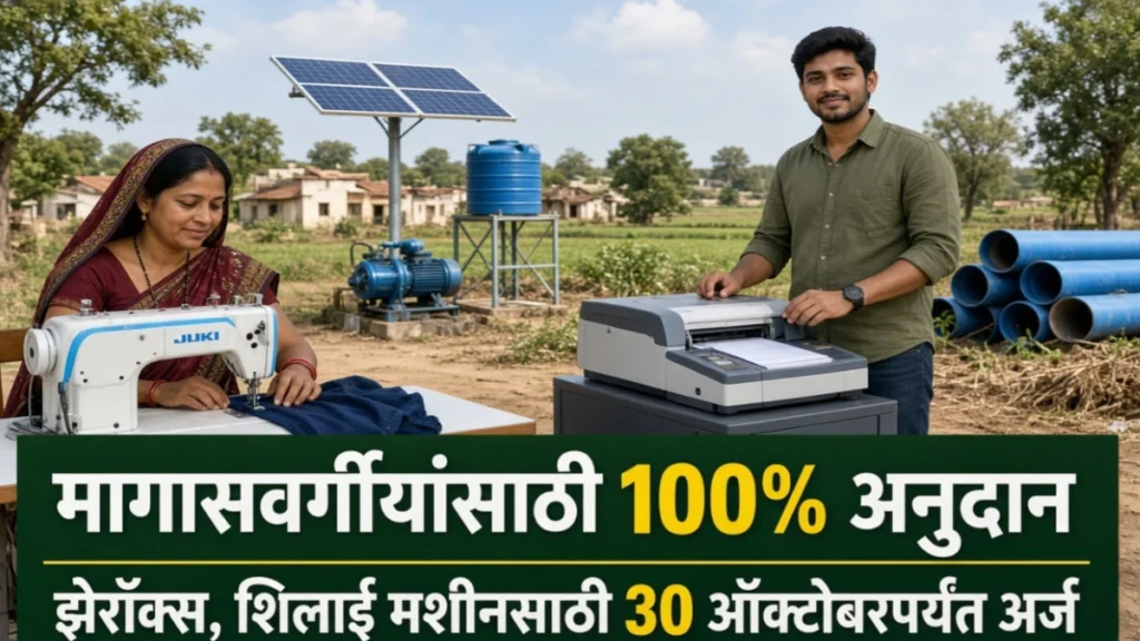 मागासवर्गीयांसाठी 100 टक्के अनुदानाच्या योजना; झेरॉक्स, शिलाई मशीनसह विविध योजनांसाठी 30 ऑक्टोबरपर्यंत अर्ज