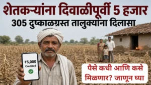 दुष्काळग्रस्त शेतकऱ्यांना दिवाळीपूर्वी 5 हजार मदत; आता 305 तालुक्यांचा समावेश
