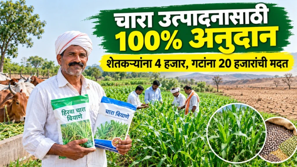 चारा उत्पादनासाठी शेतकऱ्यांना 100% अनुदान; वैयक्तिक लाभार्थ्यांना 4 हजार तर शेतकरी गटांना 20 हजारांची मदत