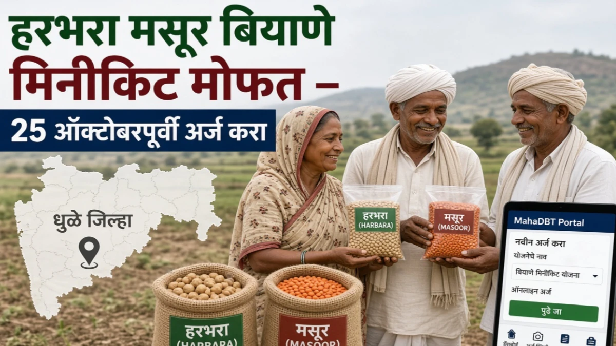 धुळे जिल्ह्यात हरभरा मसूर बियाणे मिनीकिट मोफत वाटप योजना
