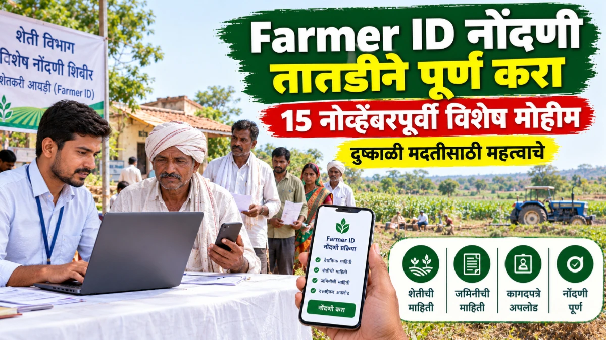 ॲग्रीस्टॅक Farmer ID नोंदणीसाठी 15 नोव्हेंबरपर्यंत विशेष मोहीम; शेतकऱ्यांनी नोंदणी पूर्ण करण्याचे कृषी विभागाचे आवाहन